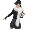 Yousheng Winter Scarf Solid Color Thickened Plush Soft Thick Warm Extra Long Scarf Winter Outdoor Imitation Fur Neck Warmer