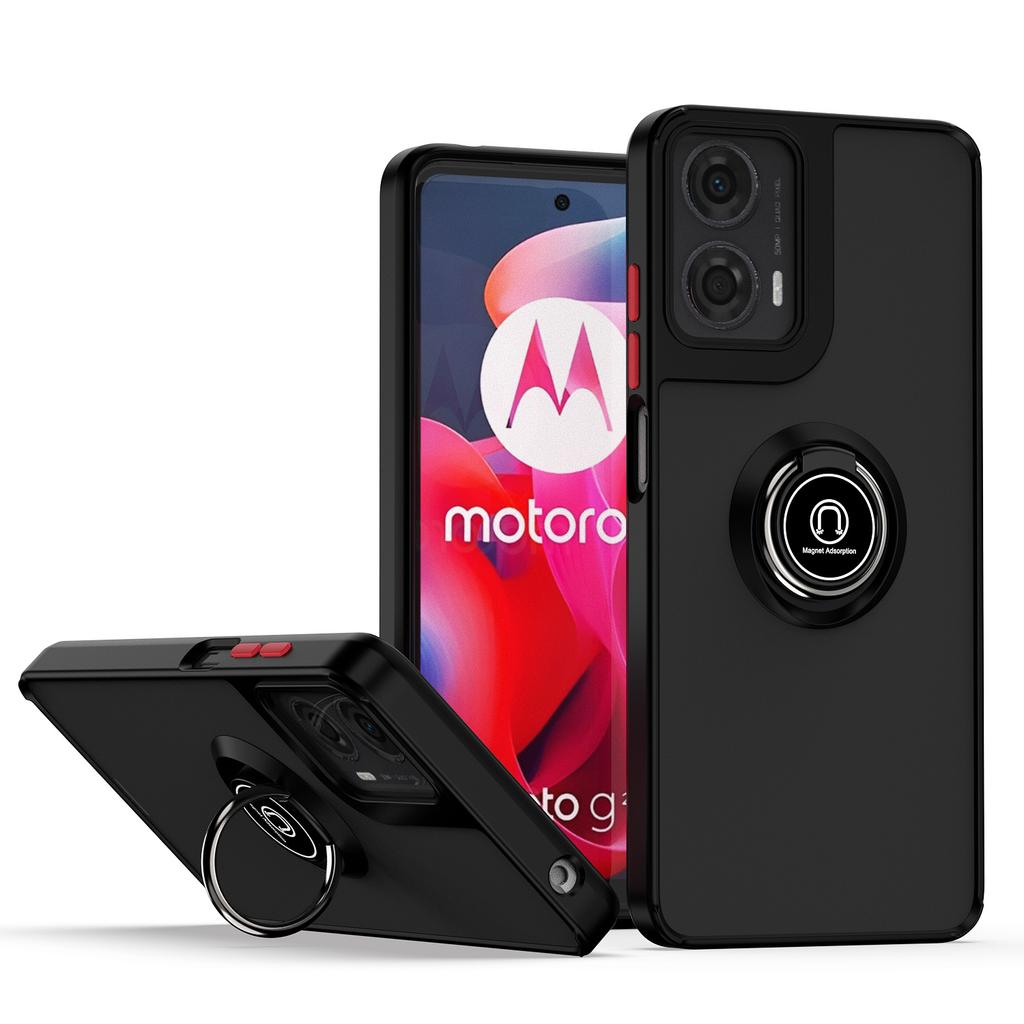 Для Motorola Moto G04 G24 Чехол с кольцом Магнитный держатель Стенд Coque Funda Ударопрочный Матовый ПК Броня Чехол для телефона