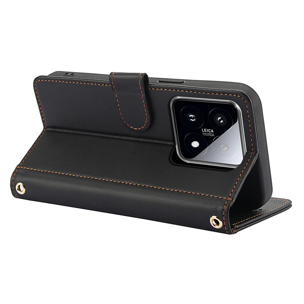 SY-003 For Xiaomi 14T Pro Case PU Leather Stand View Phone Wallet Cover with Shoulder Strap