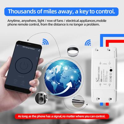 10А 2200Вт Беспроводной Wi-Fi Умный Выключатель Автомат Модуль Контроллера Светодиодной Подсветки Голосовое Дистанционное Управление через Alexa Google Home Smartlife Tuya APP