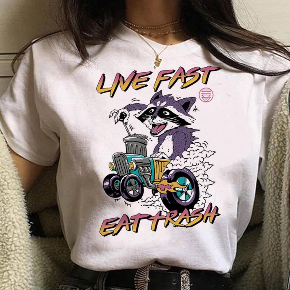Racoon top women designer streetwear t shirt girl y2k 2000s clothing