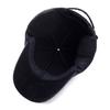 Men Winter Baseball Hat Long Brim Solid Color Windproof Cold Resistant Ear Protection With Earflap Cold Weather Father Outdoor Cap