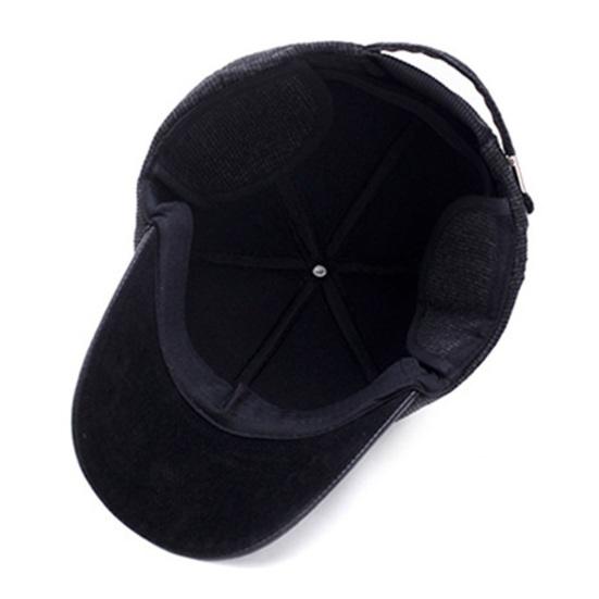 Men Winter Baseball Hat Long Brim Solid Color Windproof Cold Resistant Ear Protection With Earflap Cold Weather Father Outdoor Cap