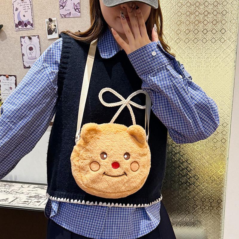 Милая плюшевая сумка большой емкости через плечо мультяшная сумка для девочек милая кукольная сумка для мобильного телефона