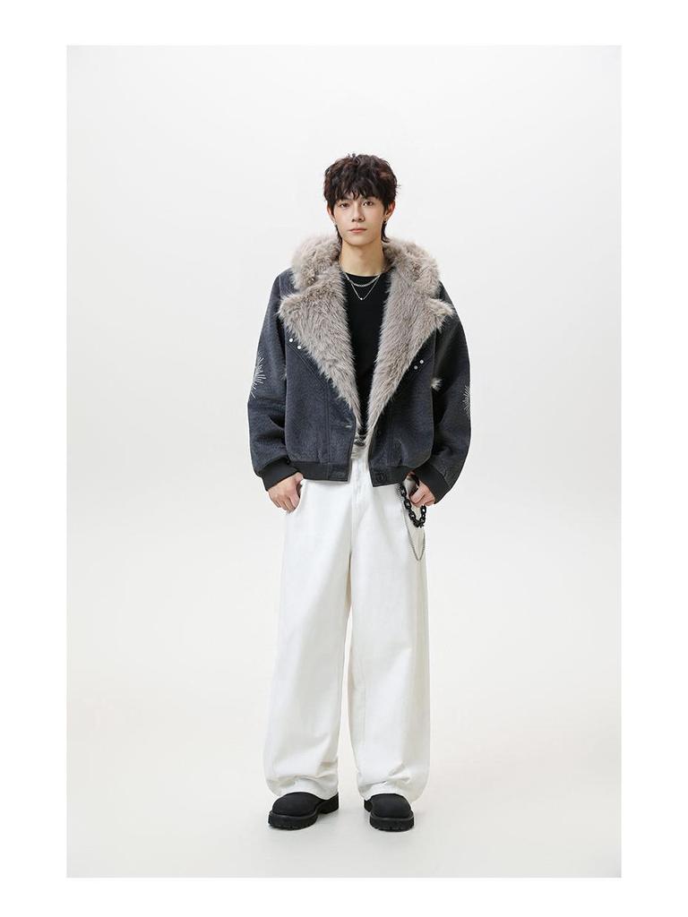 Мужская модная зимняя куртка из ПУ-кожи и хлопка с изображением горного орла - Толстая, теплая верхняя одежда для пар