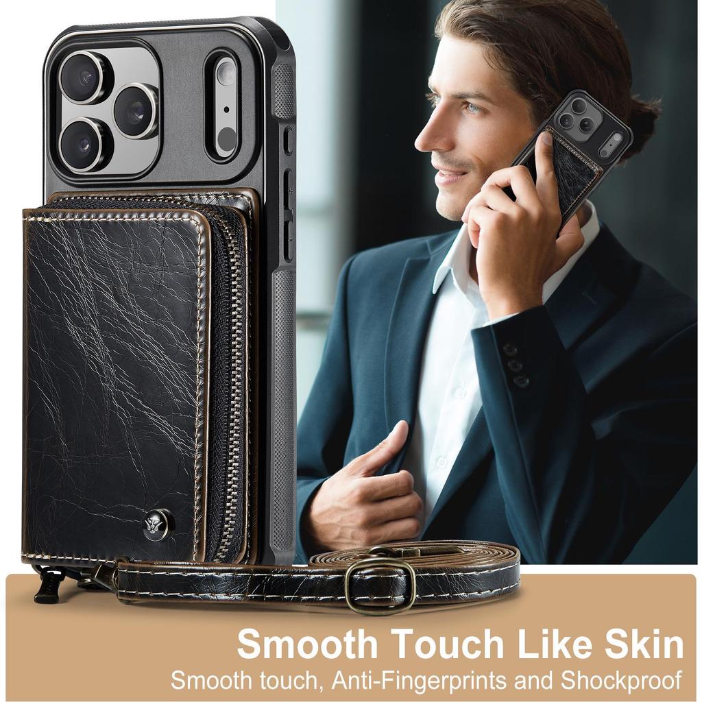 Совместимый чехол для Apple iPhone: 17/16 Pro Max Кошелек-держатель для карт на молнии, 15/14 Pro Через плечо, 13/12 Ручной