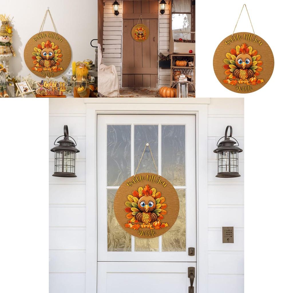 Elegant Thanksgiving Turkey Round Sign For Festive Front Door Decoration