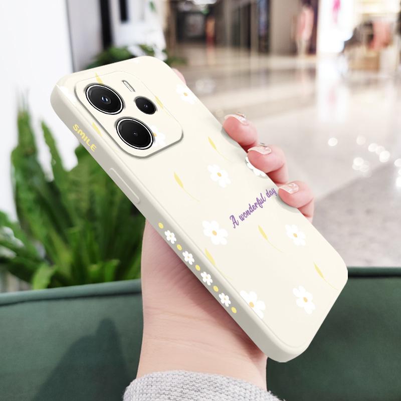 Чехол для телефона 'Дождевой Маргаритка' для Xiaomi Redmi Note 14 13 12 12S 11 11S 10 10S 9 9S 15 15C 14C Pro Plus 4G 5G Жидкий Силиконовый Чехол