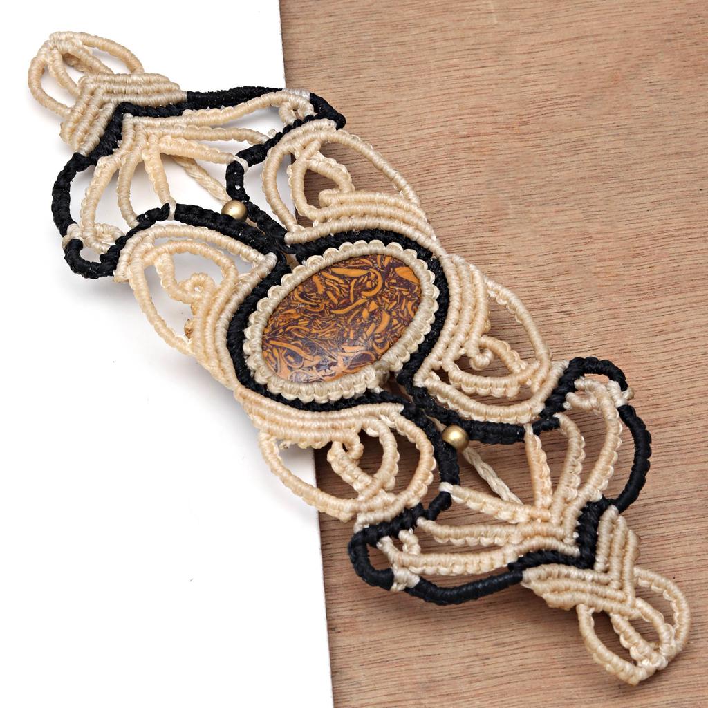 Мариум Джаспер Макраме Нить Драгоценные Камни Украшения Ручной Работы 8-10''Ad Этнический