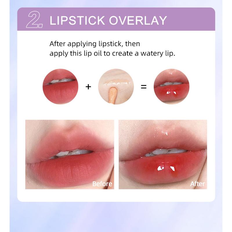 QIBEST Lip Oil Lasting Hydration Moisturizing Nourishing Light Lip Lines Lip Nectar Lip Gloss Toothed Lip Set