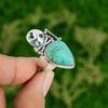 925 Silver Natural Shattuckite Promise Skull And Bone Adjustable Ring