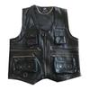 Vest for Men Cowhide Genuine Leather Vest Men Brown Waistcoat Male Sleeveless Jacket Thick Motorcycle  Vest Multi Pocket Zipper