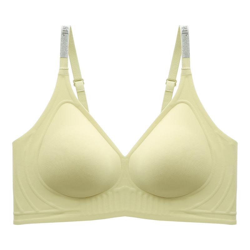 Letter shoulder strap underwear simple anti-sagging small chest gathering underwear adjustment type sexy bra seamless