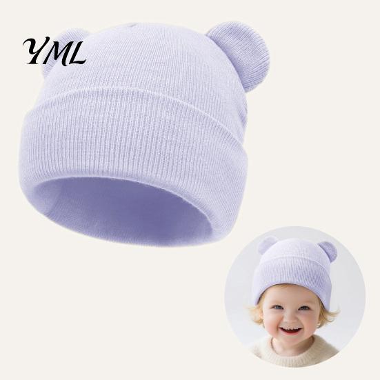 Cold Weather Baby Gear Winter Knitted Hat, Cute Bear Ears Cozy Knit Soft Autumn Hat Warm Skull Cap for Newborn Infant Toddler Boys Girls, 0-36 Months
