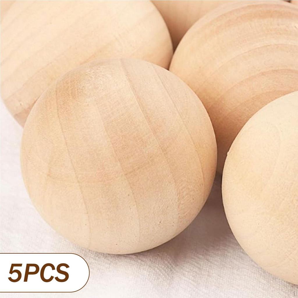5 Pieces Wood Balls Wooden Jewelry Making Practical Art Round DIY Projects Unfinished
