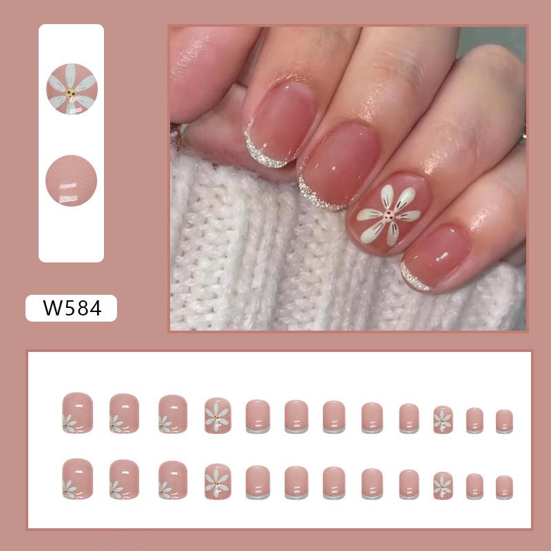 Летние красочные свежие и милые цветы европейские и американские накладные ногти однотонные матовые элементы нейл-арта модные украшения для ногтей