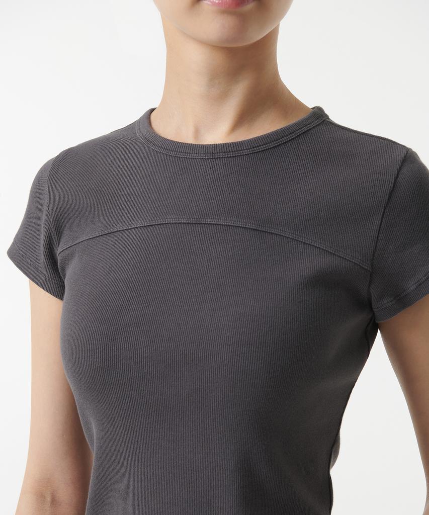 MUSINSA STANDARD WOMAN Women'S Ribbed Pigment Slim T-Shirt [Dark Grey]