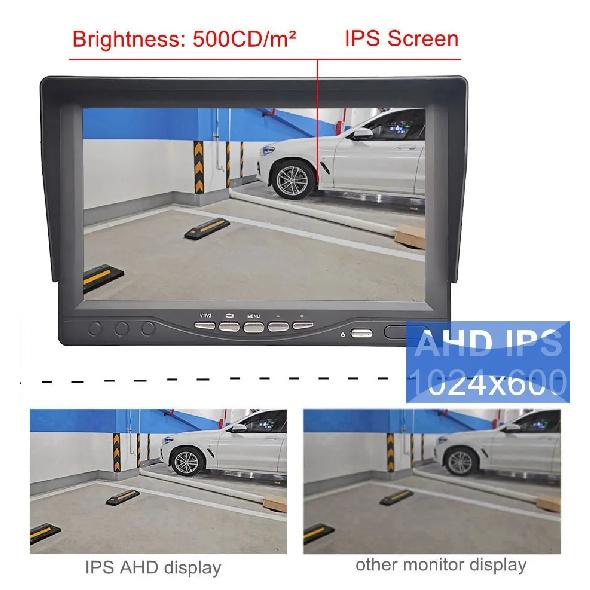 DIYKIT 7inch AHD IPS Rear View Car Monitor Support CVBS 720P 1080P AHD Camera Support Video Recording Diaplay Two Cameras Image