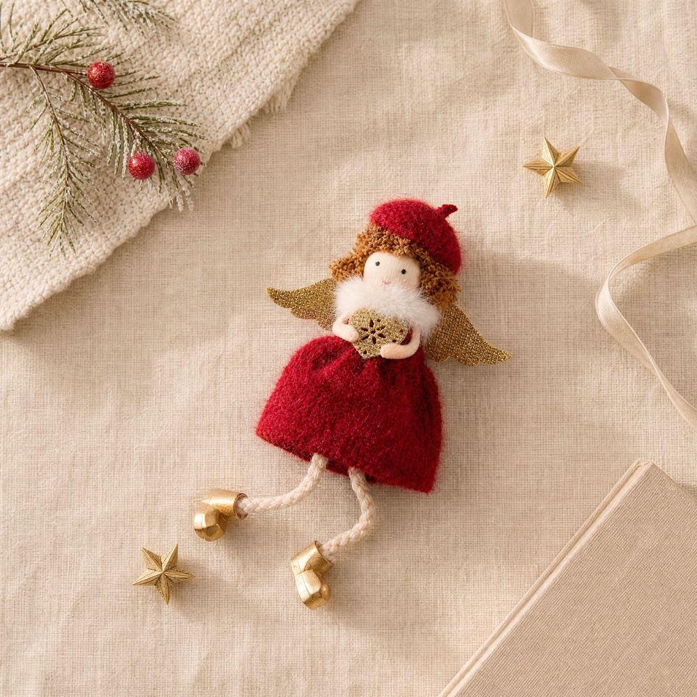 Handmade Christmas Tree Pendant Plush Angel Xmas Plush Decor Christmas Hanging Charm Home Festive