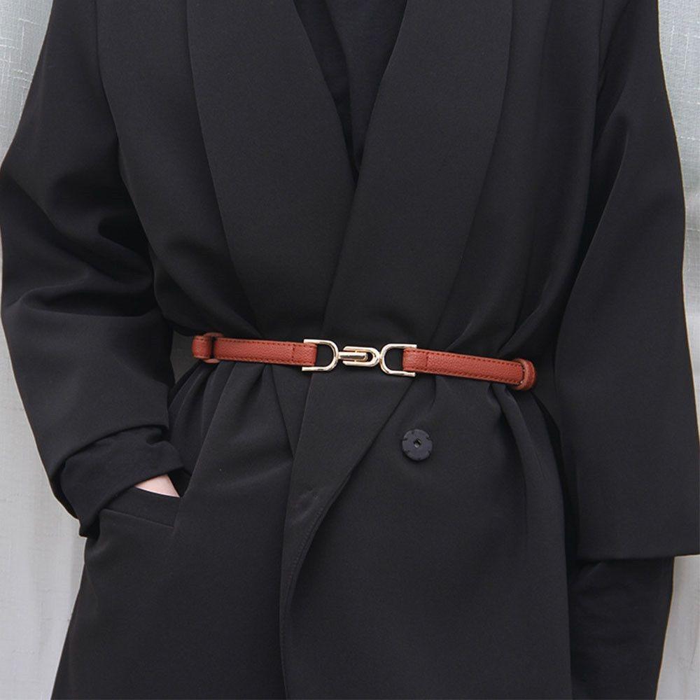 Пояс из искусственной ПУ кожи с золотой пряжкой, узкий, женский, тонкий, декоративный для платья