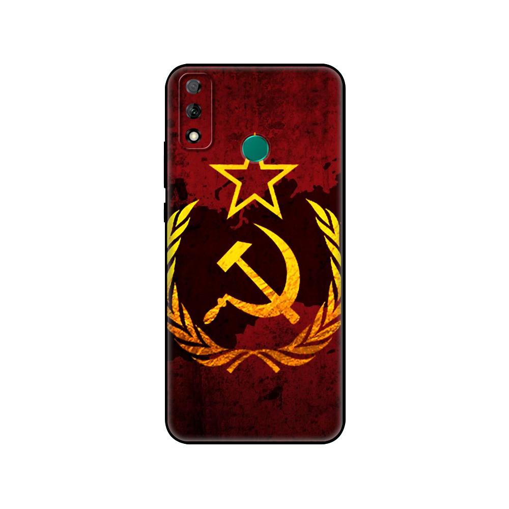 Черный чехол из ТПУ для Huawei Y9S Y6S Y8S Y5P Y7P Y8P чехол для Huawei Y5 lite Prime 2018 Y6 2019 чехол Советский Союз СССР гранж флаг