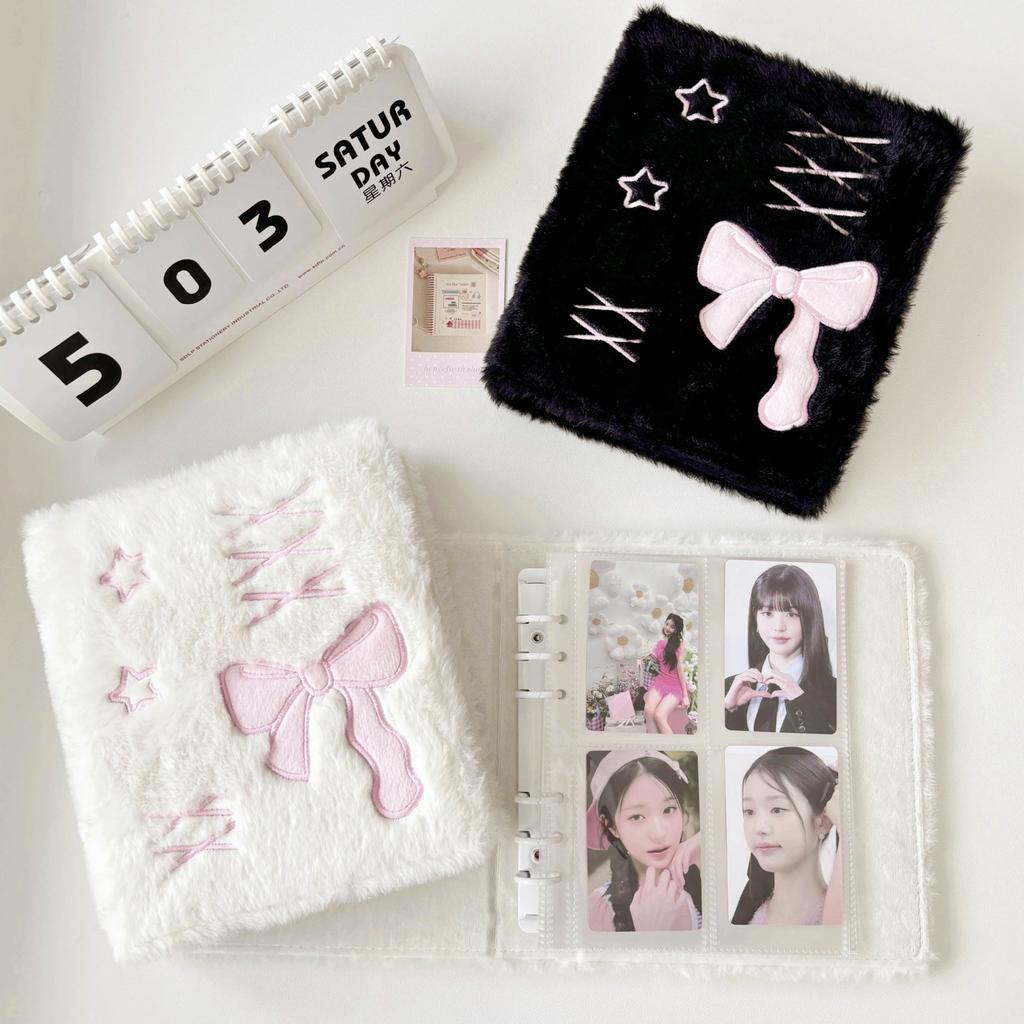 Korea Style A6 Binder Photo Album Korea Style Embroidery Bow Photocard Holder Book