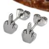 1Pair Men's Cool Stainless Steel Finger Hand Ear Studs Earrings