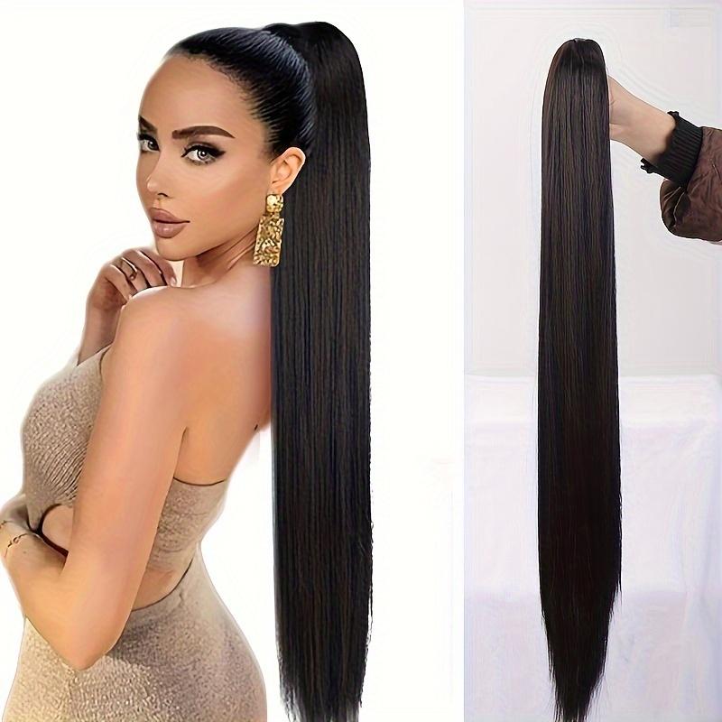 Элегантный женский длинный прямой хвост с прочной заколкой – универсальная и полноценная прическа для всех, модный стиль с пышной ручкой