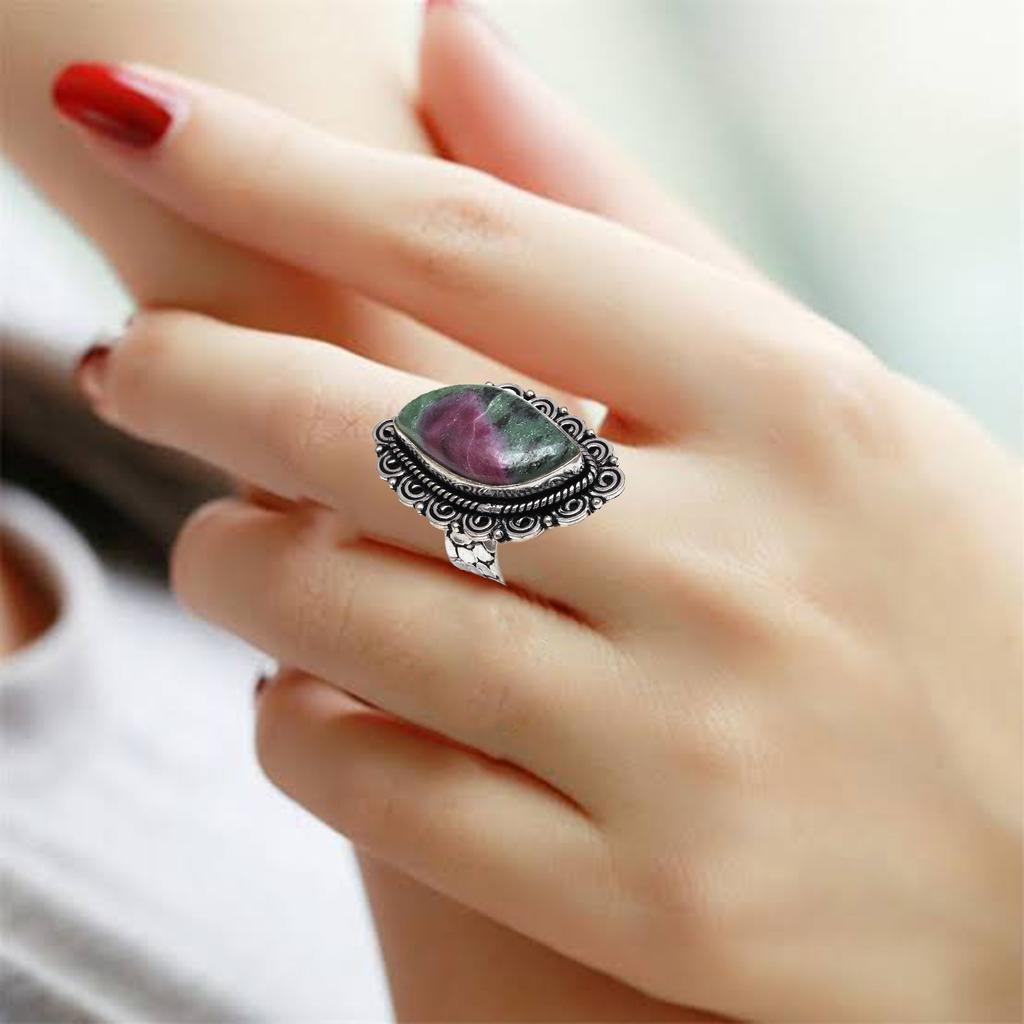 Ruby Zoisite Gemstone Handmade Silver Jewelry "7"