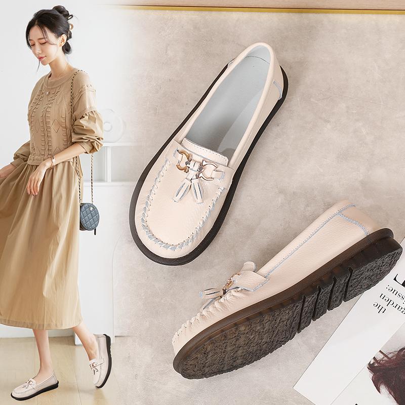 Женские лоферы с конской пряжкой, кожаные мокасины для вождения, удобные туфли на плоской подошве, повседневные туфли без шнуровки, прогулочная минималистичная женская обувь для беременных больших размеров