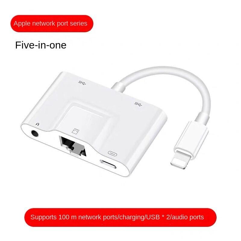 Конвертер сетевого кабеля мобильного телефона Apple, подключение Ipai к адаптеру Ethernet, подключение iPhone к ТВ-проекции с одним и тем же экраном