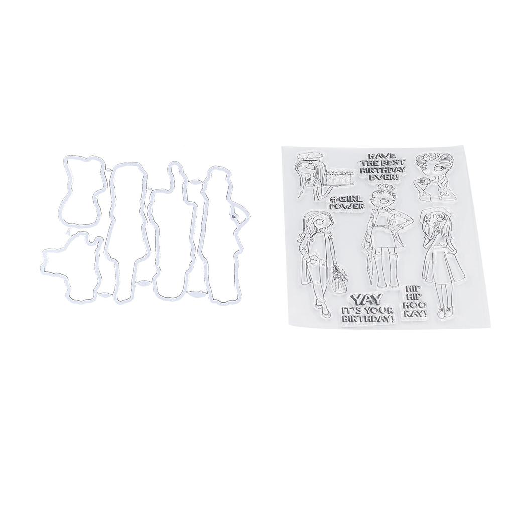 Clear Stamp Kit Unique Shape Decorative Transparent Template Embossing Cutting Die Set for DIY Scrapbook Crafts