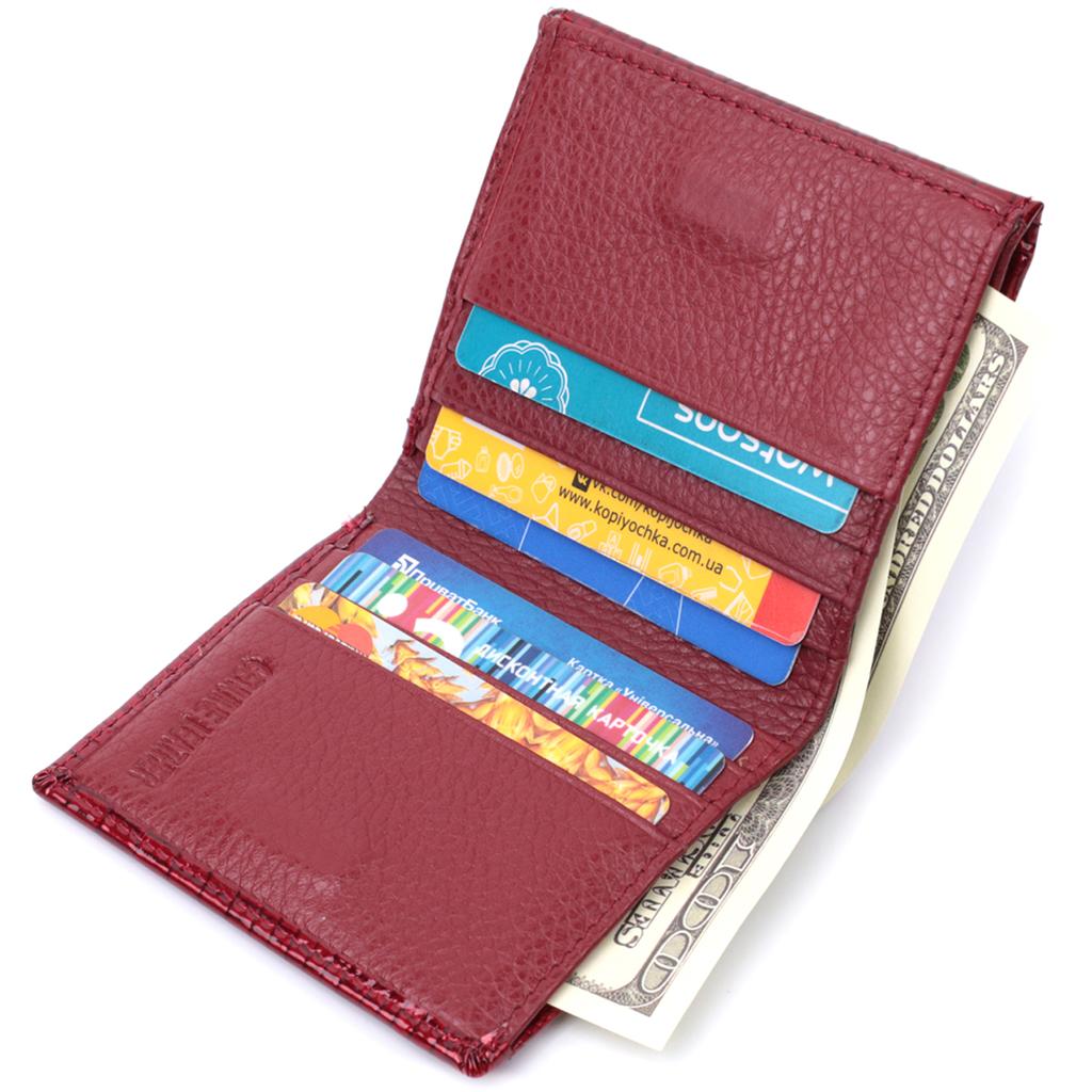 Compact Wallet for Women Made of Genuine Patent Leather ST Leather 22687 Red