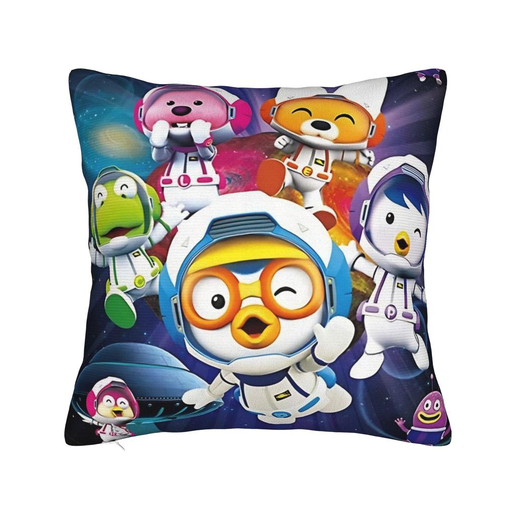 Чехол на подушку с героями мультфильмов Loopy, Petty, Crong, Eddy, Pobys, Pororo Пингвиненок, Декоративный чехол на подушку