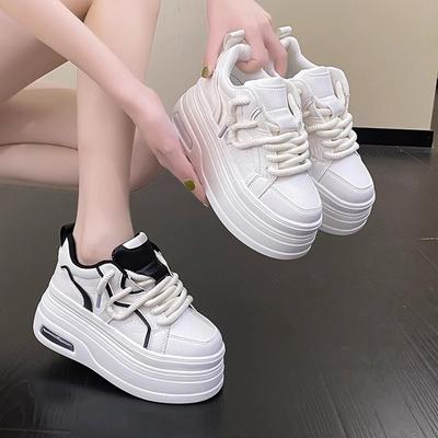 Невидимая внутренняя прибавка роста белые туфли женские новые маленькие туфли-маффины на толстой подошве лето белые кеды женские