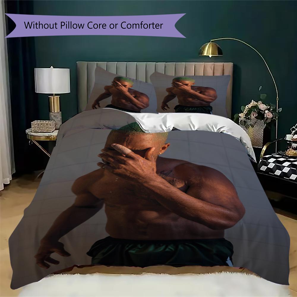 Frank Ocean Pattern Bedding uilt Set uilt Cover Pillowcase Home Decoration Birthday Gift (1 * duvet cover + 2 * pillowcase without core)