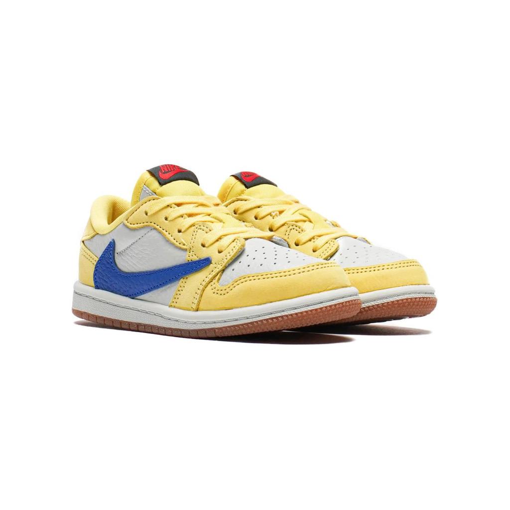 Travis Scott x Air Jordan 1 Retro Low OG SP TD Канареечные Детские Кроссовки Желтый/Голубой/Светло-серебристый DZ5908-700