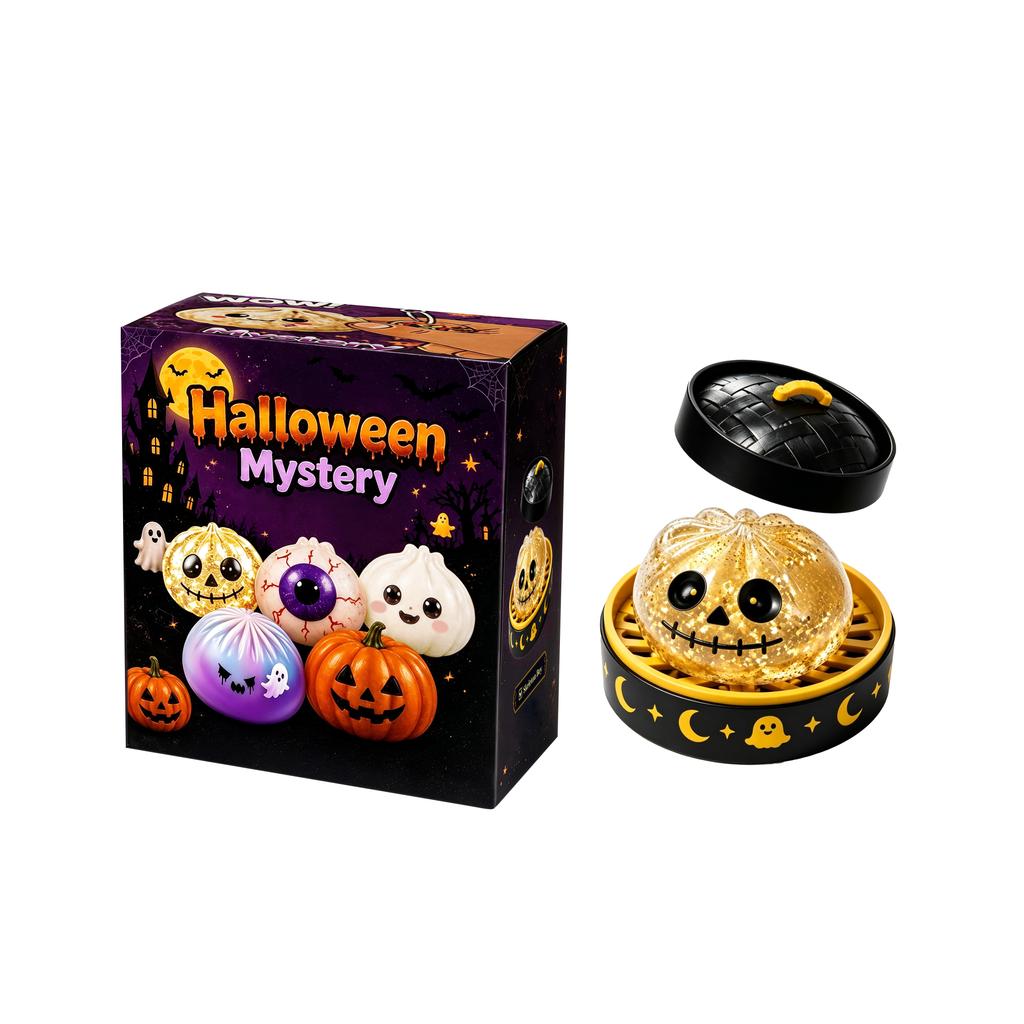 Christmas Halloween Ghost Pumpkin Squishy Toy With Steamer Box Portable Hand Play Decor Toy