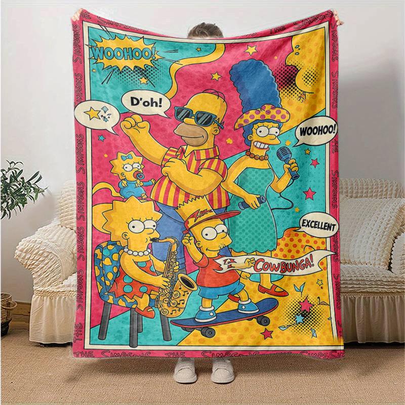 1Pc Simpsons Comic Party Blanket Soft And Comfortable Casual Warm Camping Travel Christmas Halloween Gift M921685