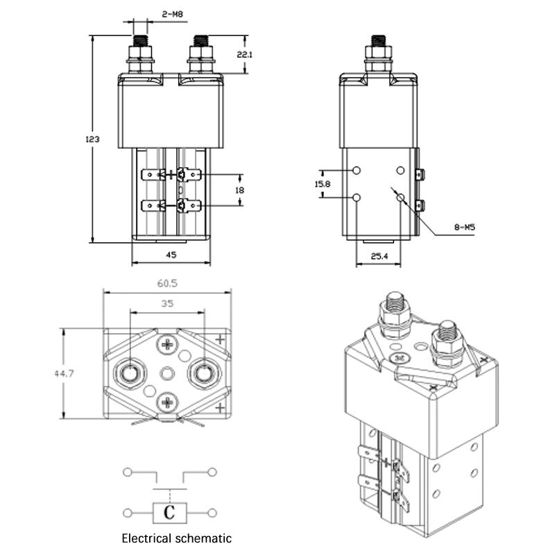 300A Contactor 12VDC 24V 36V 48V 60V 72V Use For Engineering Machinery Battery Car Electric Forklift DC Contactor