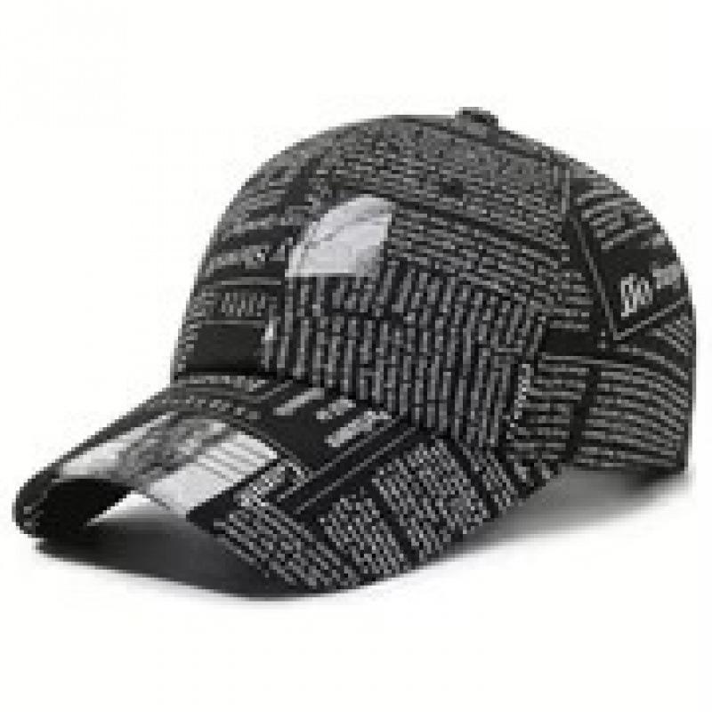 Newspaper full of baseball cap D digital printing retro letters old black and white street tide brand cap shade