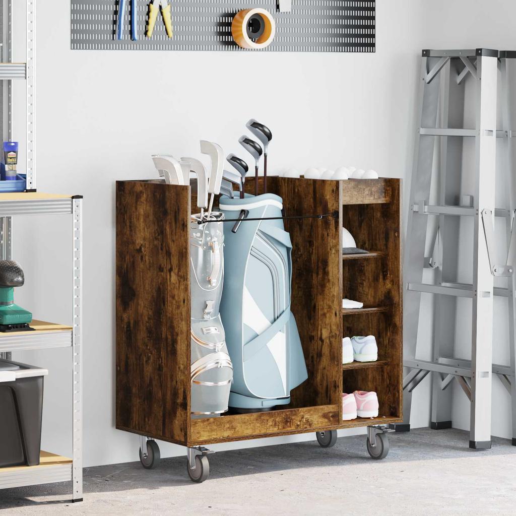Golf Cabinet with Wheels Universal Smoked Oak 90 x 45 x 98 cm