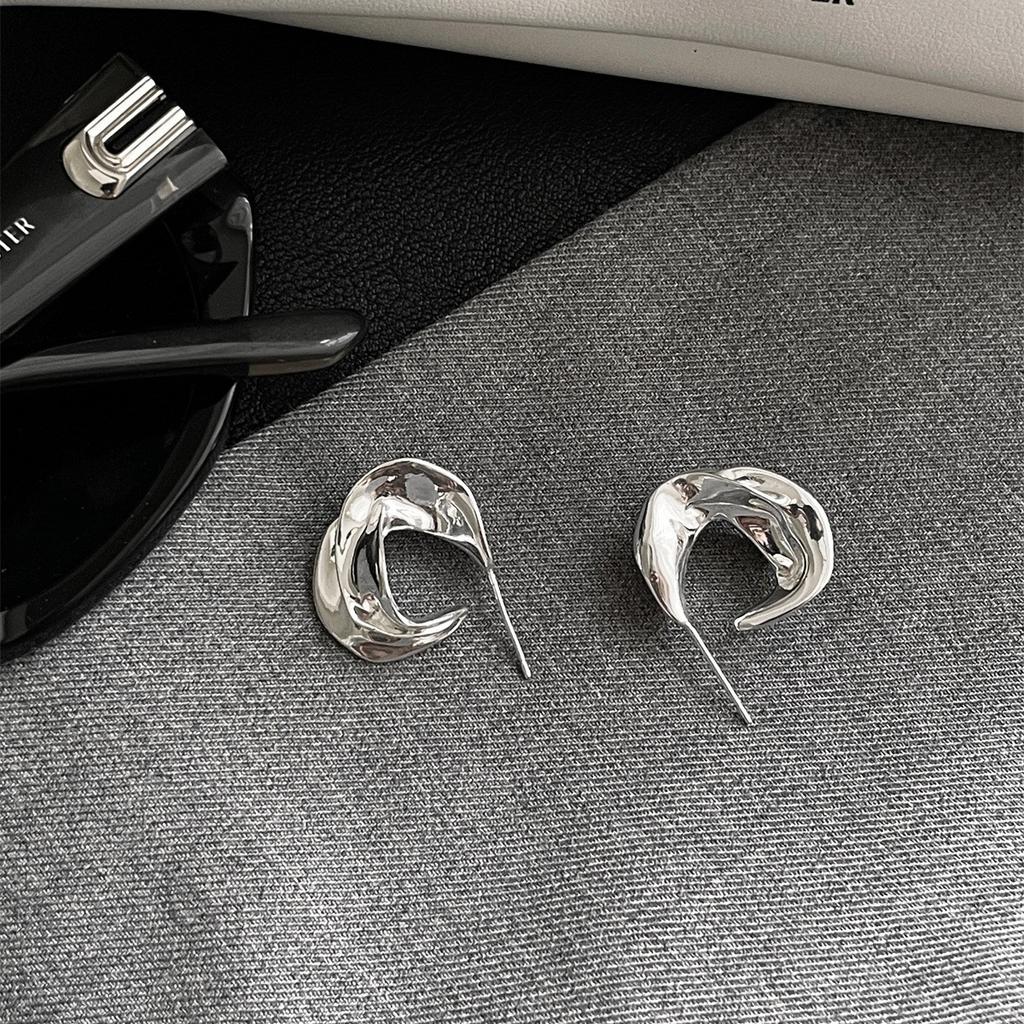 Серьги-иглы из серебра 925 пробы с нерегулярной закруткой, женские изысканные серьги из металла Niche Cold Wind, серьги премиум-класса