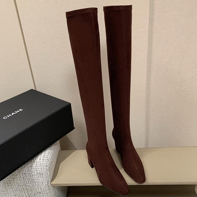 Manga Legs~ Ankara Red Suede Elastic Over Knee Boots Thick Heel Long Tube Skinny Boots High Heel Legs Socks Boots