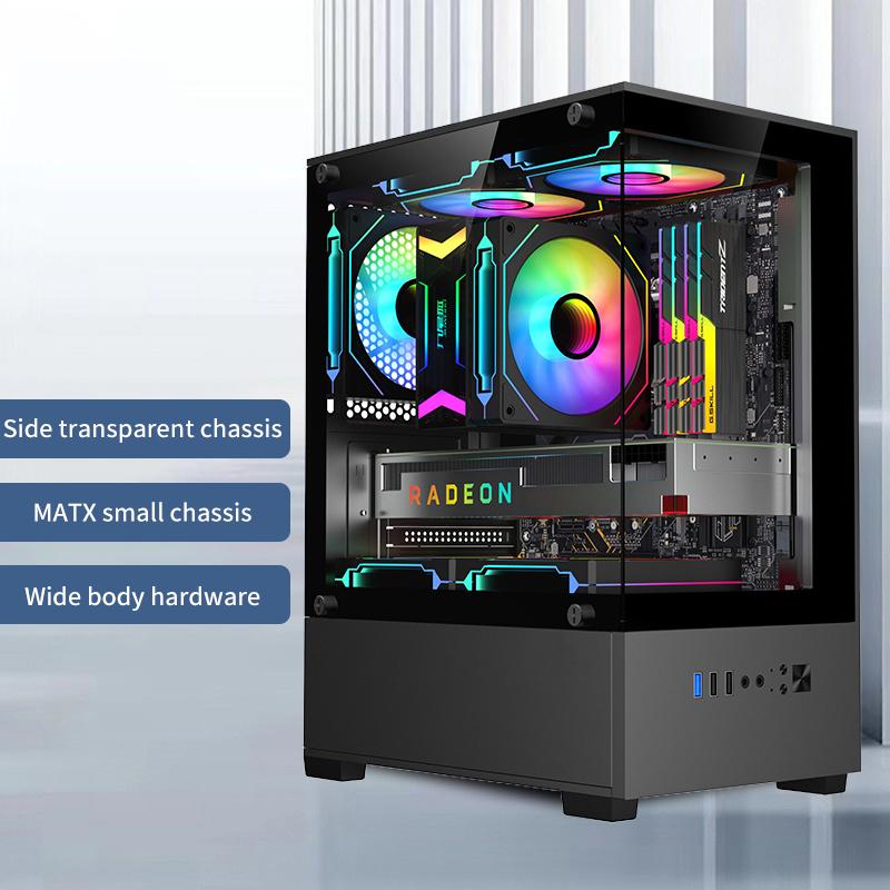 Прозрачный корпус настольного ПК, компьютерная башня для материнской платы M-Atx Itx, вентиляторы 240 мм, жесткий диск 3,5 дюйма, удлиненное основание, держатель SSD 2,5 мм