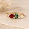 Ruby, Emerald & Cubic Zirconia Ring for Women | Pear & Marquise Cut Gold Plated 925 Sterling Silver Ring | Engagement, Wedding, Anniversary Gift