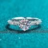 18k Plated 1ct Moissanite Engagement Ring for Women Certified 100% S925 Sterling Silver Wedding Band Jewelry