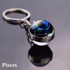 Key Chain Holder Glass Ball Pendant Leo Scorpio Key Rings Keychain 12 Constellation Zodiac Keychain