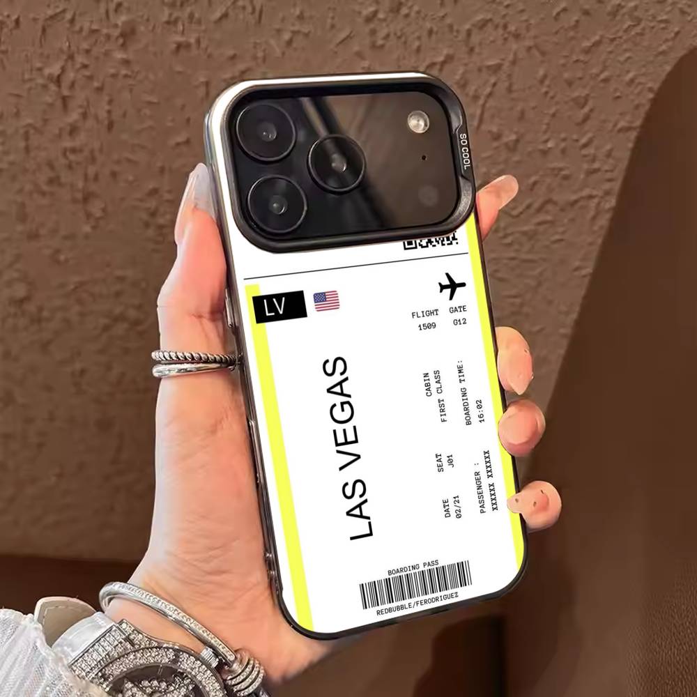 Boarding Pass Plane Ticket  Phone Case For iPhone 17 16 15 14 13 12 11 Pro Max Plus Silver candy Matte Cover