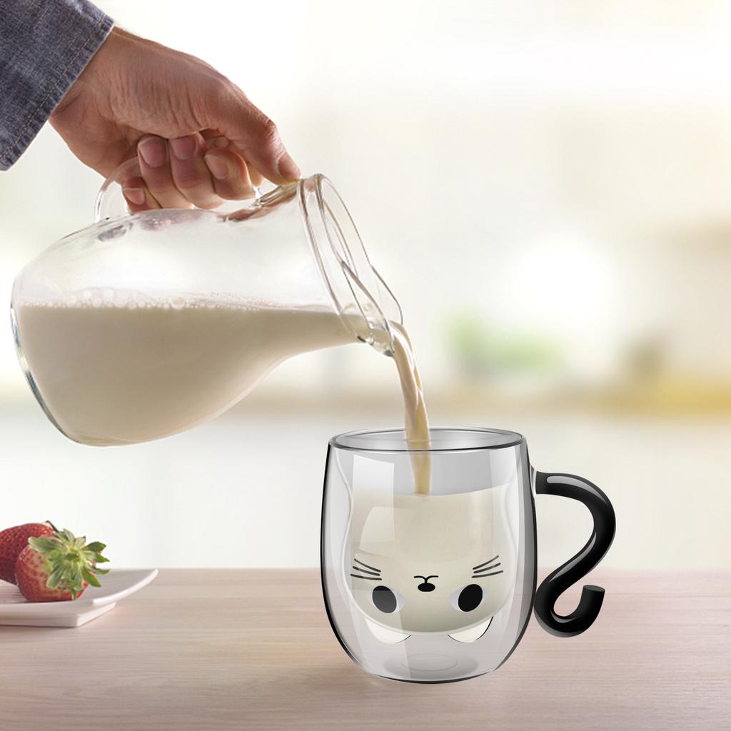 Кружка стеклянная с двойными стенками, термоизолированная, прозрачная, ручной работы, для чая, для напитков, милая кружка с котиком, стаканы для виски, кружка для эспрессо